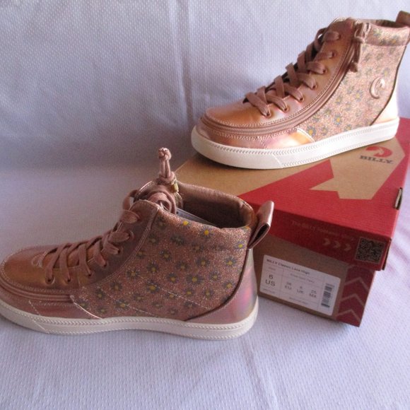 SOLD-HOTPCK x2🎉🎉BILLY CLASSIC ROSE GOLD DAISY LACE HIGH TOP SNEAKERS – 6 – NWT - Picture 5 of 15